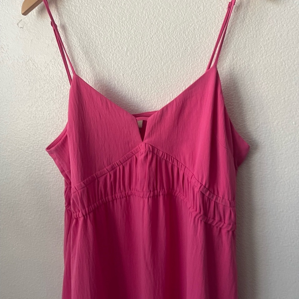 A NEW DAY SIZE LARGE PINK MIDI EMPIRE WAIST DRESS SPAGHETTI STRAPS POCKETS - Picture 3 of 11